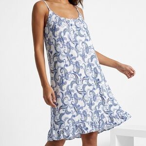 LAUREN Ralph Lauren Blue & White Paisley Ruffle Hem Camisole Nightgown Size M